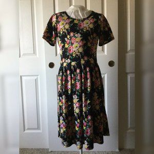 LuLaRoe Black Floral Midi Dress